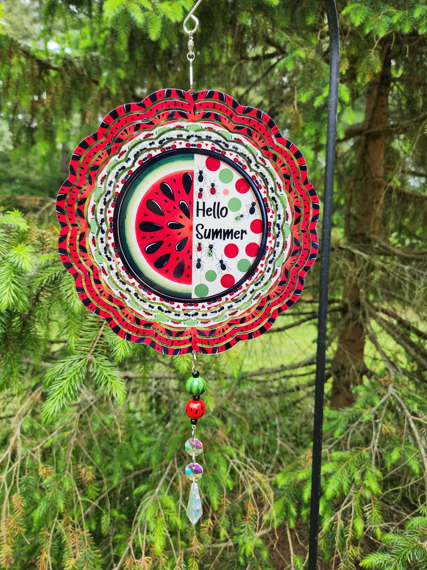 Hello Summer watermelon wind spinner colorful garden decor