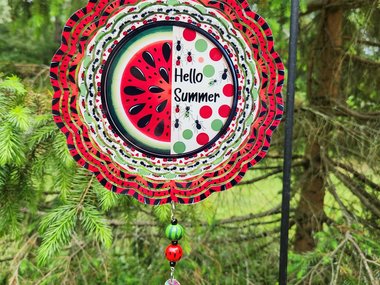 Hello Summer watermelon wind spinner colorful garden decor